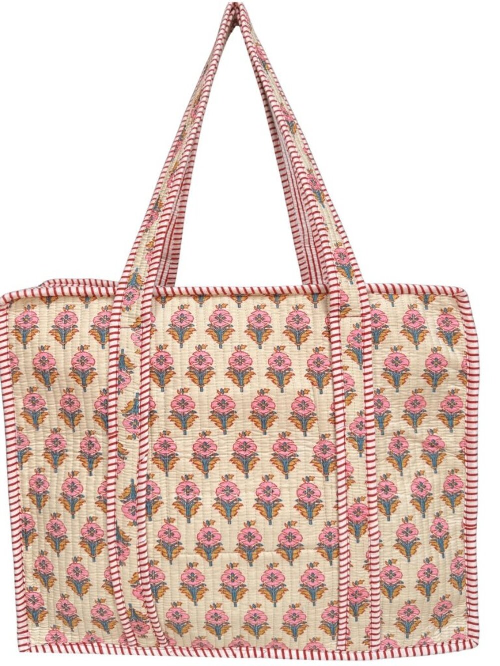 100% Cotton Quilted Tote Bag For Women, 18x16 Large Beach Bag With Zipper